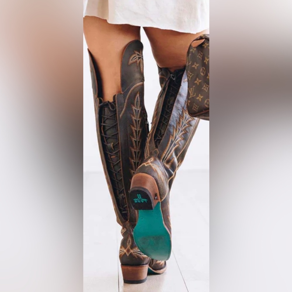 Lanes Lexington Oak Brown Leather Knee-High Boots - Picture 6 of 6